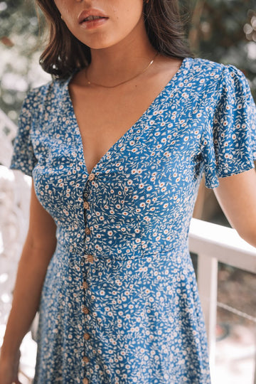 Comfy Rayon Blue Floral Dress